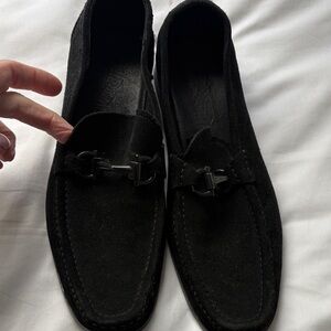 Salvatore Ferragamo Black Suede Loafers